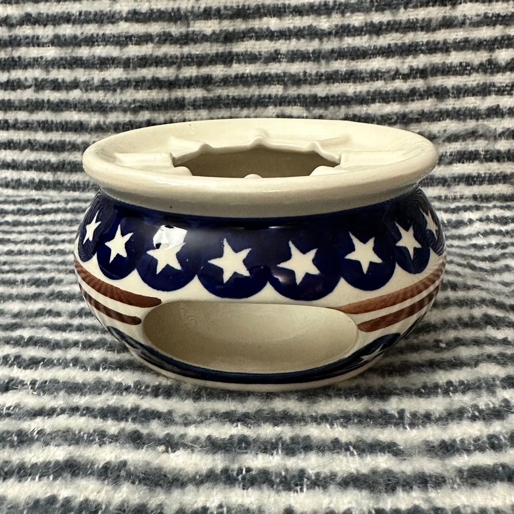 Polish Pottery Patriotic Print 
Teapot Warmer Stand Boleslawiec‎